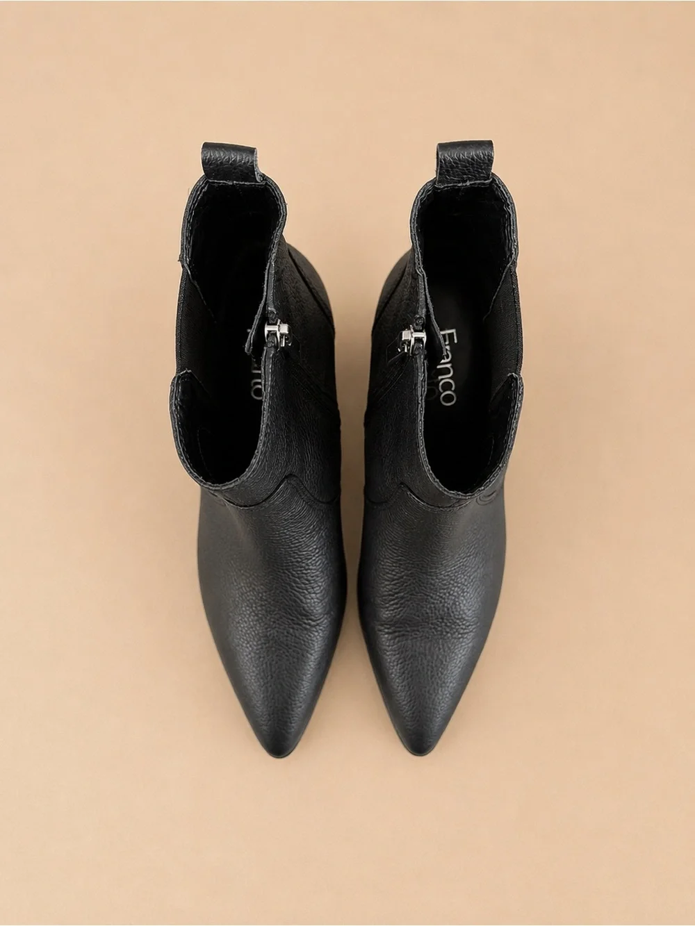 Franco Sarto Sager Black Leather Western Pointed Toe Ankle Boots Size 7
